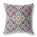 Homeroots 28 in. Mauve & Blue Cloverleaf Indoor & Outdoor Throw Pillow Maroon & Green 411838